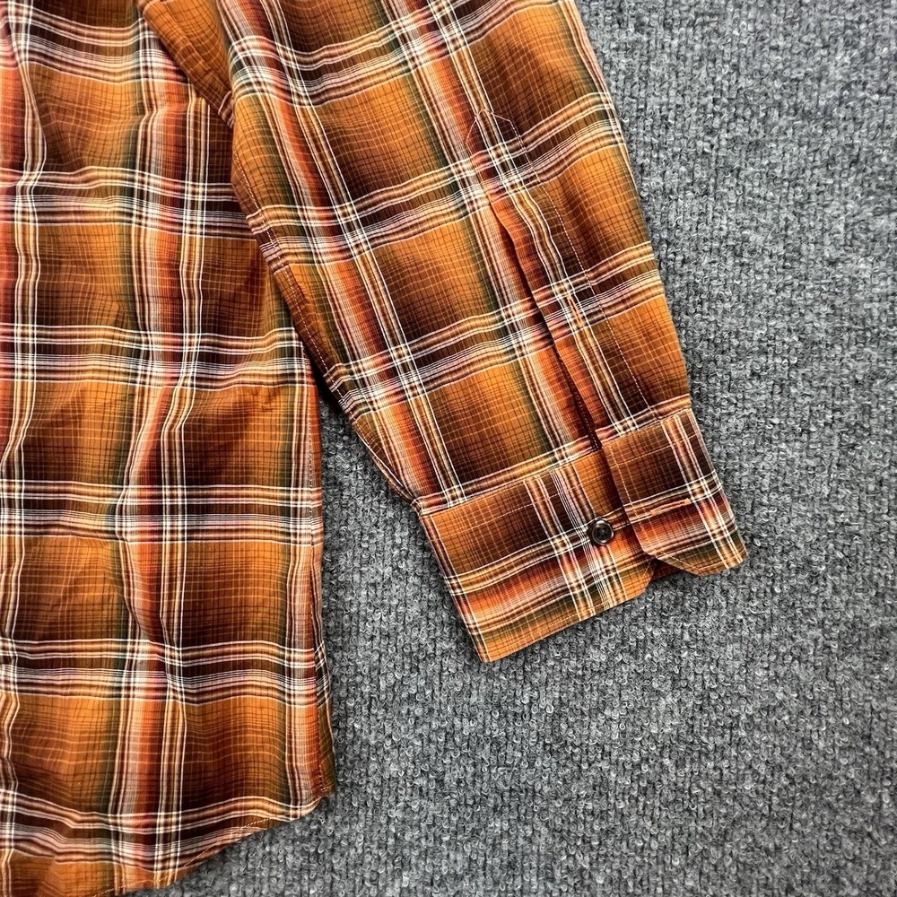 Vince. Men's XXL Lightweight 100%‎ Cotton Plaid Long Sleeve Button Shirt Orange - Picture 5 of 6